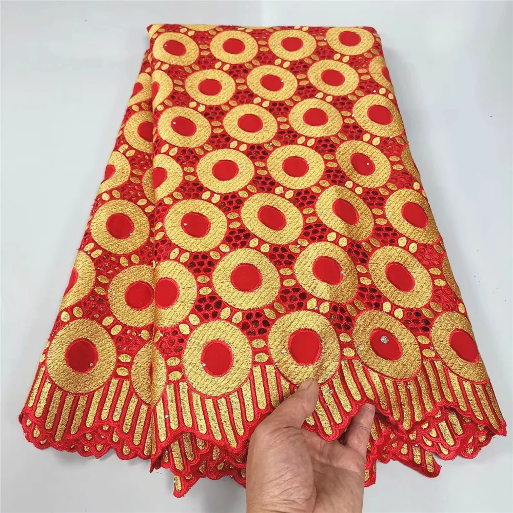 

Красная африканская сухая кружевная ткань 2023 Высококачественная швейцарская вуаль кружева в Швейцарии хлопковое кружево с вышивкой Дубай Стиль для шитья
