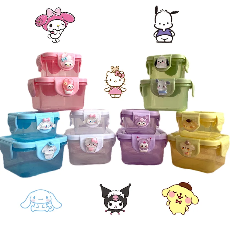 

Kawaii Sanrioed MyMelody Cinnamoroll Kuromi Cartoon Mini Thickened Airtight Storage Box Portable Food Storage Fridge Container