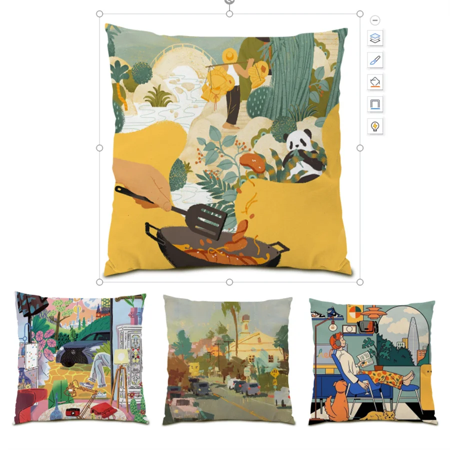 

Velvet Sofa Decorative Pillow Cases Abstract Cushion Covers 45x45 Pattern Artistic Home Polyester Linen Pillowcase Cover E0416