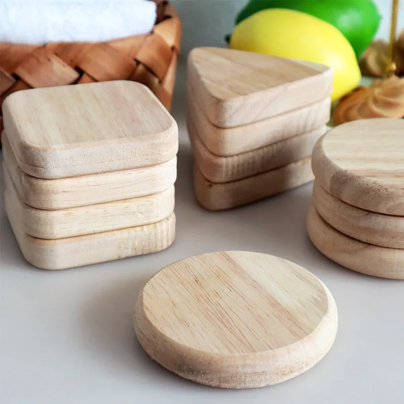 

4PCS Wood Coasters, Coaster Crafts with Non-Slip Silicon Dots for DIY Stained Painting Wood Engraving Home Decoration