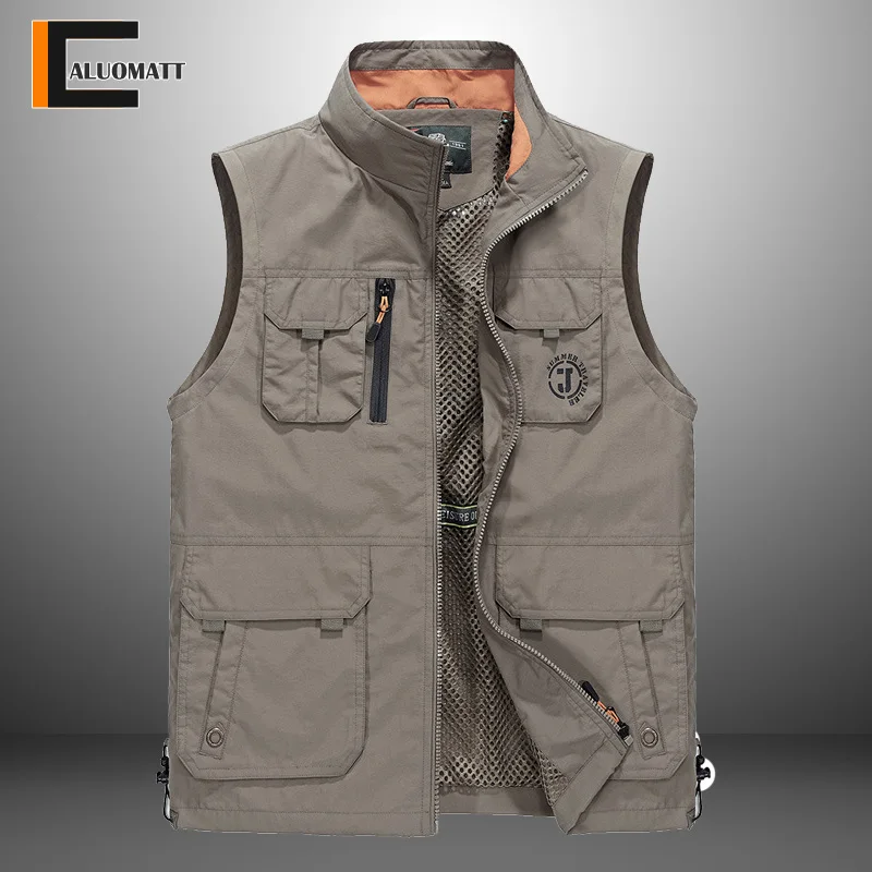 

Shooting Vest Men Waterproof Waistcoat Sleeveless Tactical Jacket Pockets Fishing Working Vests Mesh Tank Top Oversized Vest