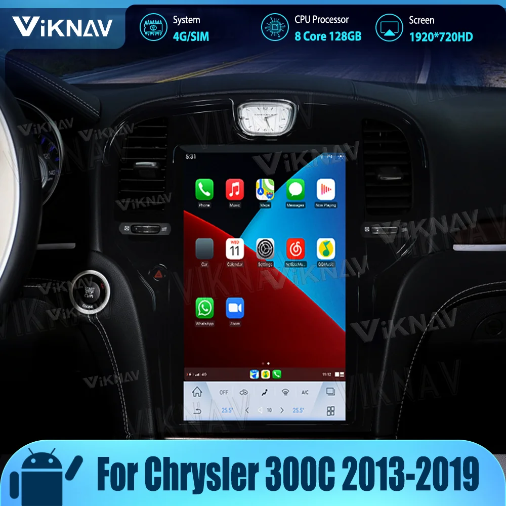 

Для Chrysler 300C 2013-2017 2018 2019 Android11 беспроводной CarPlay сенсорный экран Qualcomm Snapdragon стерео головное устройство 2din 13,3 дюйма