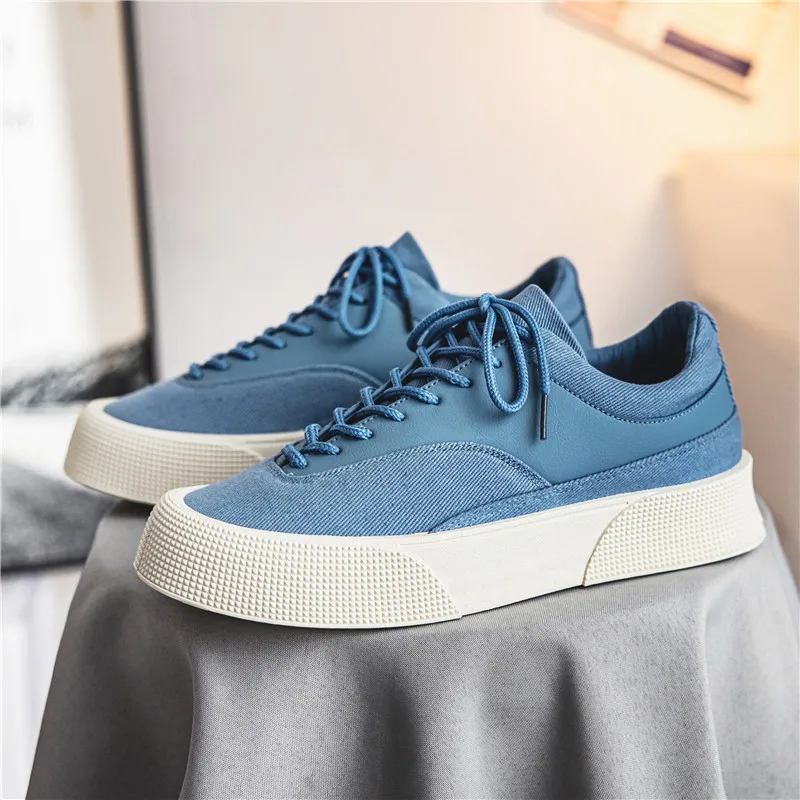 

Кеды мужские на платформе, Вулканизированная плотная подошва, на шнуровке, повседневные холщовые туфли, в стиле Харадзюку