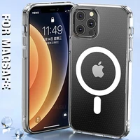 for magsafe magnetic wireless charging transparent case for iphone 12 11 13 pro max mini xr x xs 7 8 plus se 2020 acrylic cover