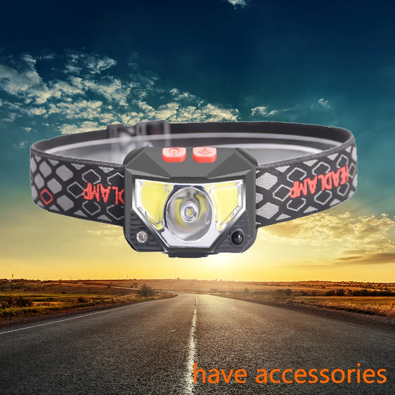 

Built in Battery Head Lamp XP-G Q5 Headlight Bulbs Lights Running Waterproof White and Red Color Sensor Zoomable Led Headlamp