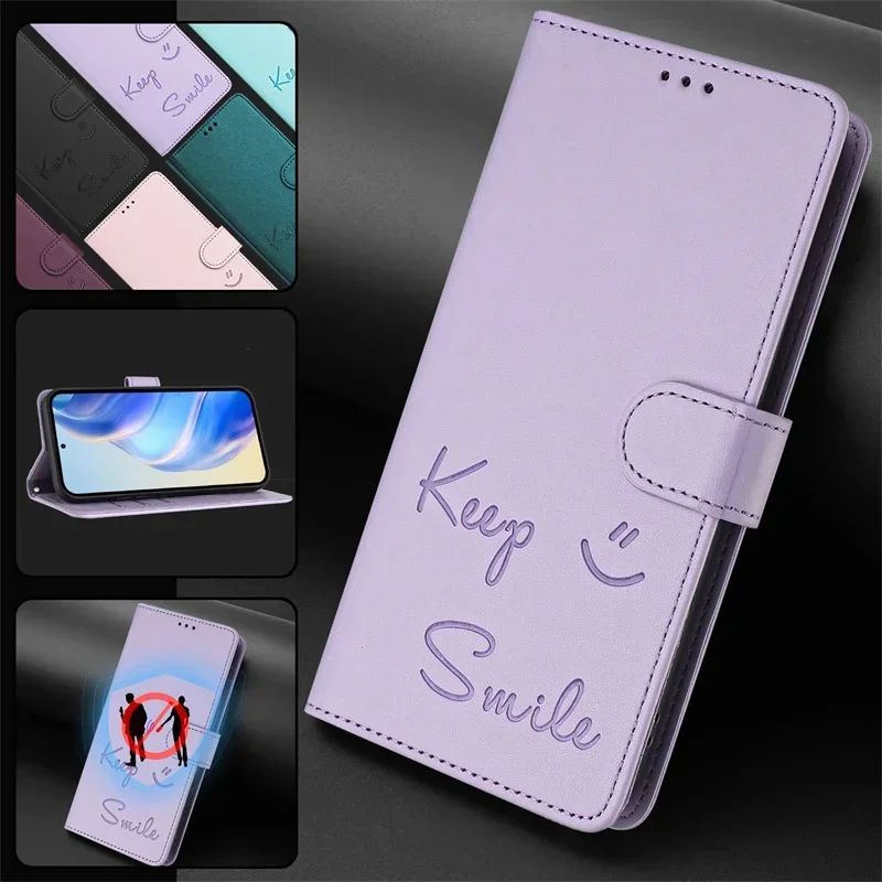 Чехол для OPPO A60 A79 A98 A78 A38 A18 противокражный кожаный флип-чехол с рисунком улыбки Oppo