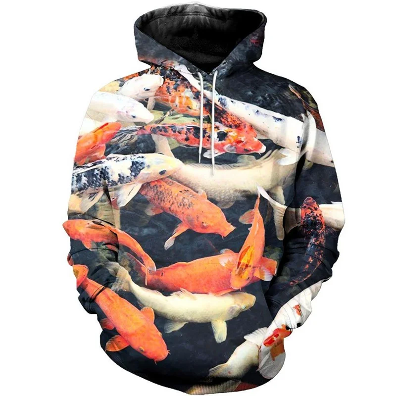 

Fish Hoodie Men Women Carp 3d Printed Hoodies Animal Sweatshirt Hooded Fisherman Hoodie Tropical Ocean Harajuku Men's clothing