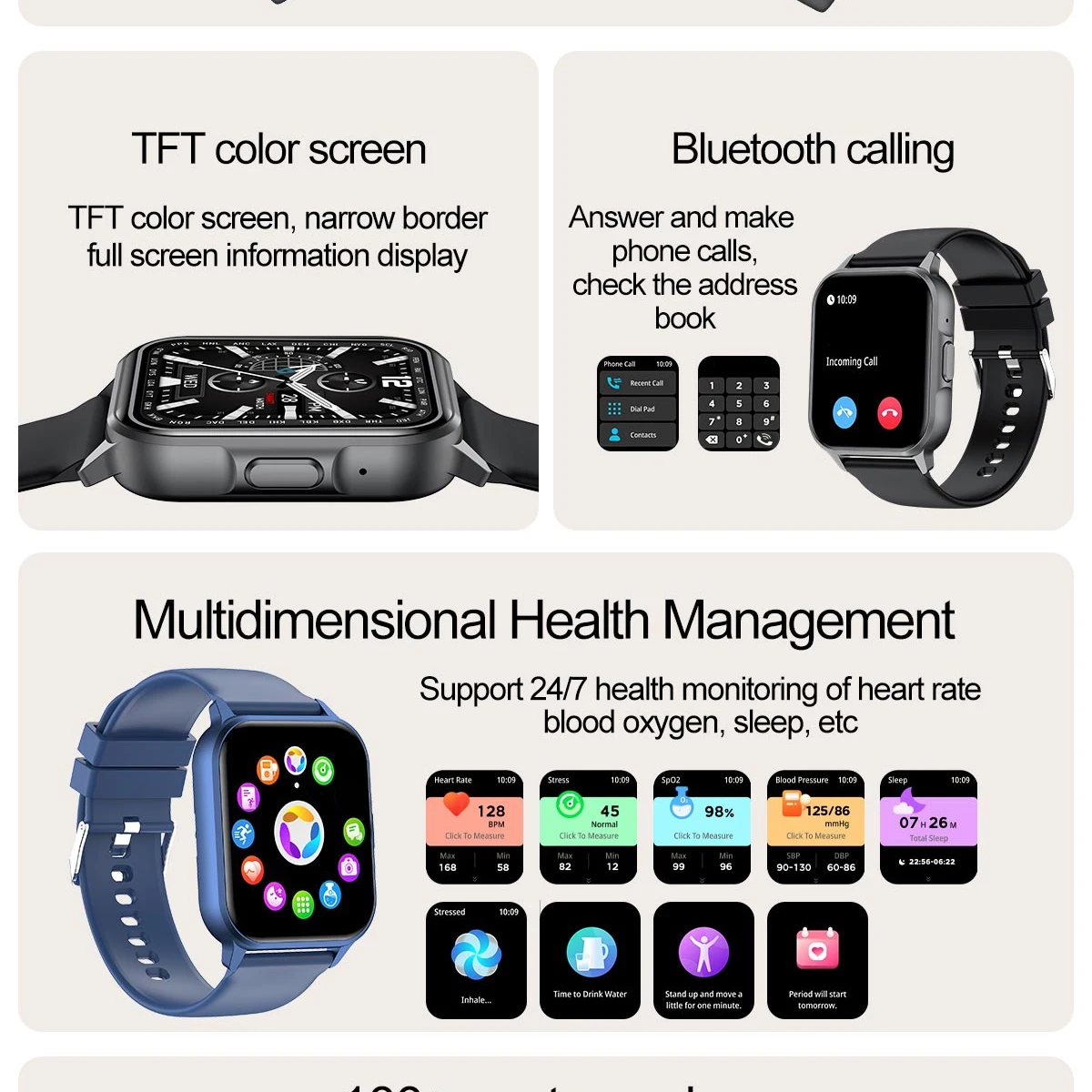 Женские умные часы с синим зубом