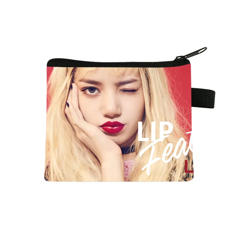 

Кошелек для косплея из аниме, портативный мини кошелек с рисунком нуля в стиле Kpop, черный и розовый, женская короткая сумка для карт JISOO JENNIE LISA ROSE