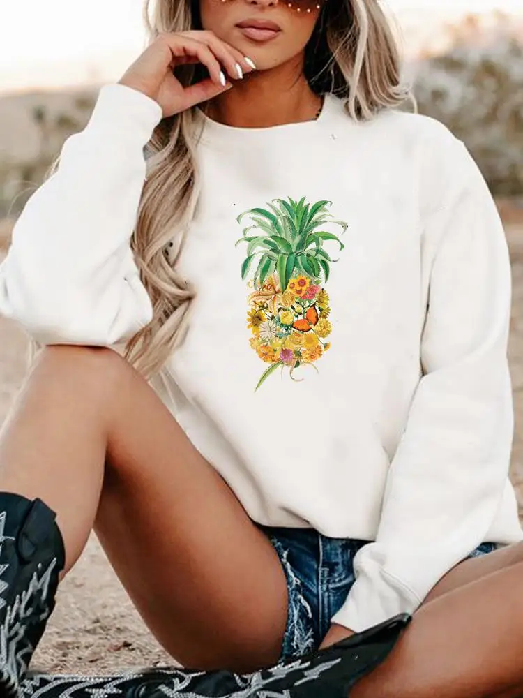 

Женский Повседневный свитшот с принтом ананасов, в стиле 90-х