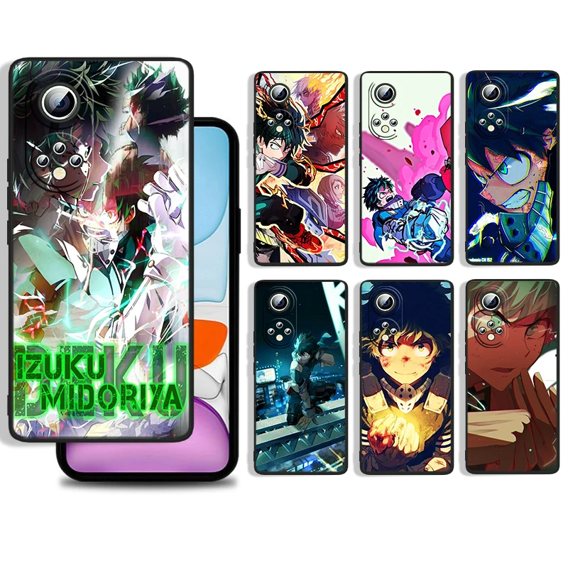 

My Hero Academia Midoriya Izuku Cover For Huawei P50 P40 P30 P20 Lite 5G Nova Plus 9 SE Pro 5T Y9S Y9 Prime Black Phone Case