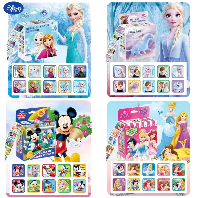 200 листов/коробка выдвижные наклейки с героями мультфильмов Диснея принцессы