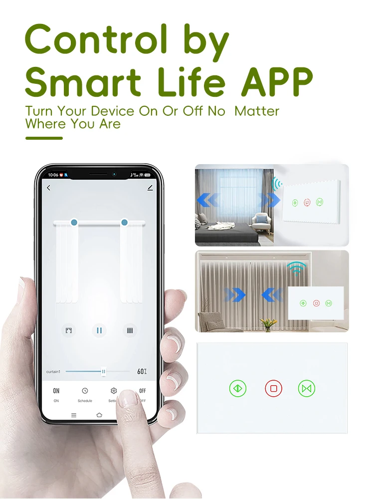 LOGEN WiFi Smart Curtain Switch Стандарт США Голосовое управление Сенсорный настенный