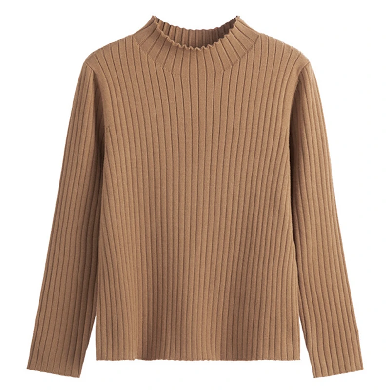 

Large size loose women's slim sweater bottoming shirt 2022 new fashion half high neck pullover threaded cotton sweater Viscose