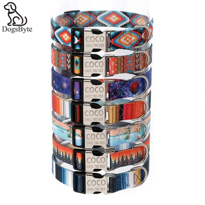 

Personalised Collar Free Engraved ID/text Bright Colours with Leash Pet Collar