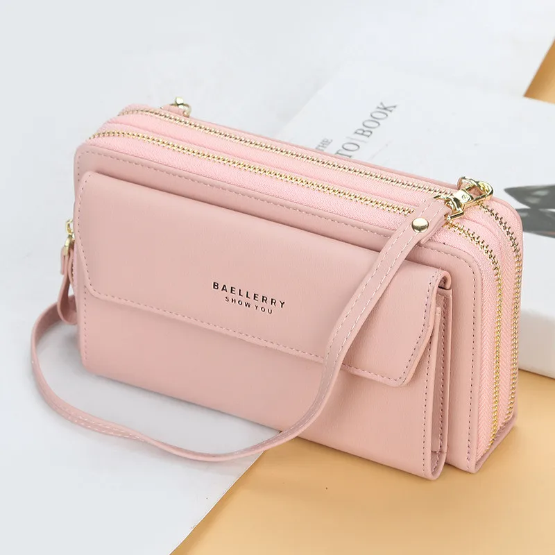 

Large Capacity Ladies Long Wallet Double Zipper Fashionable Versatile Women Messenger Bags Square Cellphone Pouch Accessories