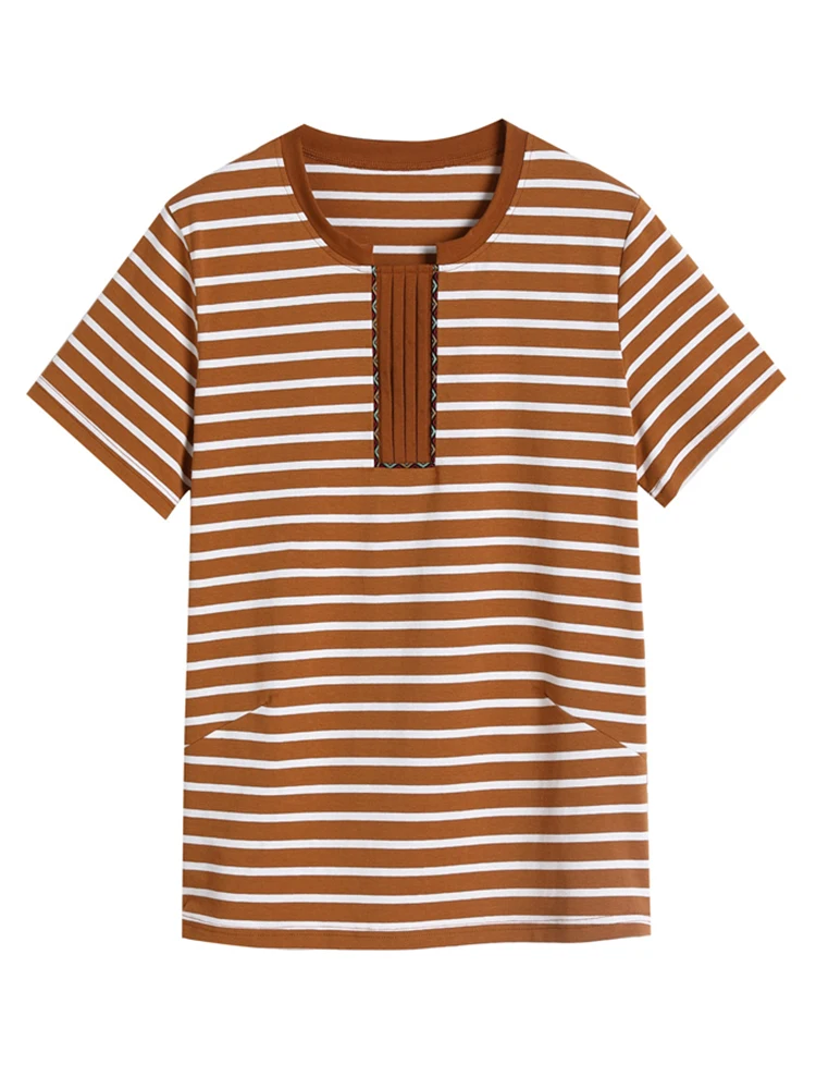 

New Fashion 2022 Summer Tops Black Stripe Oversize T Shirt Women Clothes Cotton T-Shirt Short Sleeve Tee Femme