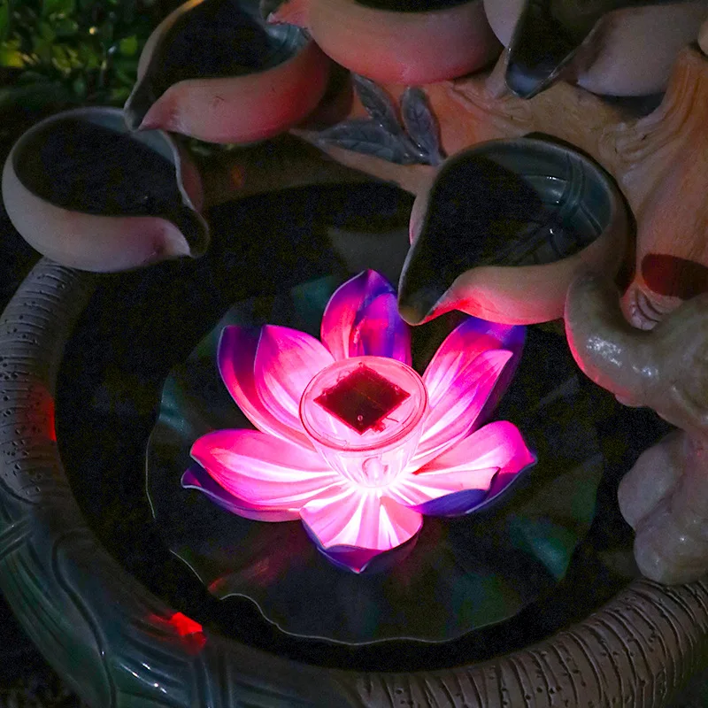 

Уличные солнечные фонари для цветов, искусственный Лотос, плавающий фонтан, пруд, ночник, Декор, Фотоэлементы