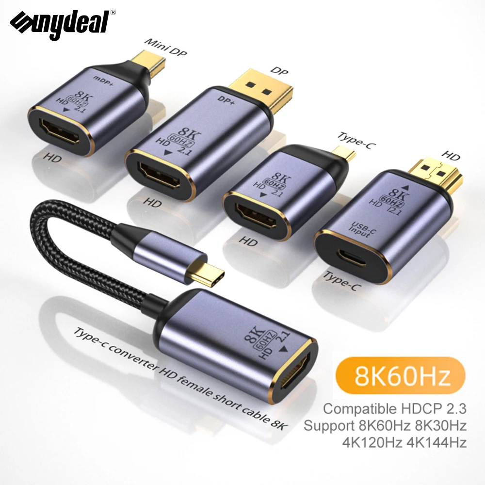 

HDMI Adapter 8K Ultra HD HDMI USB C Mini DP Male to Female HDMI-compatible 2.1 Converter For Macbook TV PS4 Switch Computer