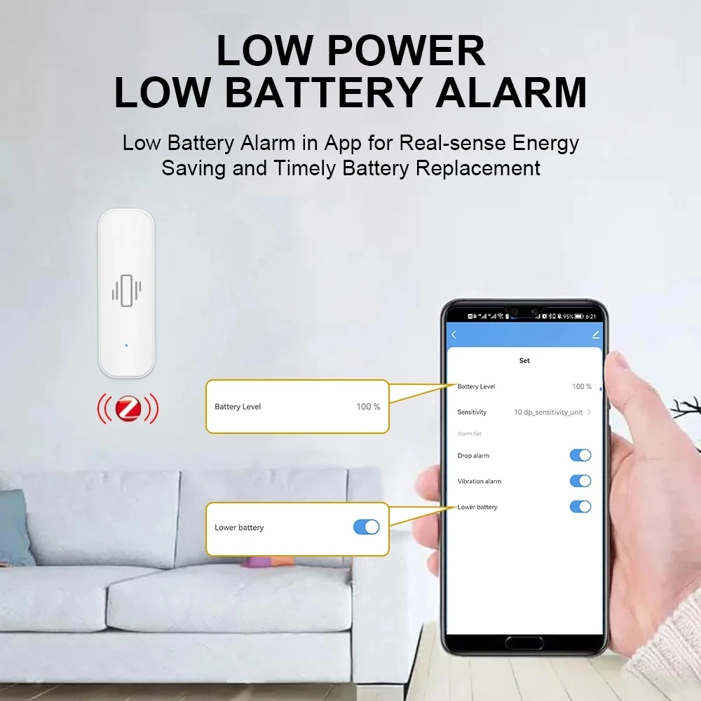 Умный датчик вибрации Tuya Wi-Fi/Zigbee защита дома приложение Smart Life удаленная ударная