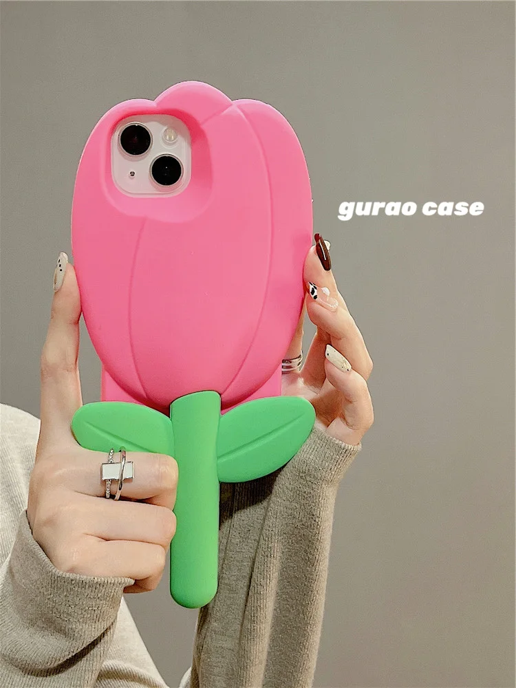 Cute 3D Cindy Color flower Phone Case For iPhone 14 13 12 11 Pro XS Max X XR Cartoon Animal Shockproof Soft Cover