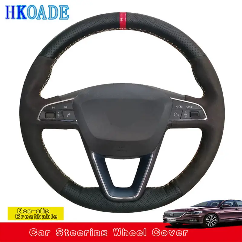 

Customize Suede Genuine Leather Car Steering Wheel Cover For Seat Leon 2013-2020 Ibiza Alhambra Arona Ateca Tarraco Toledo