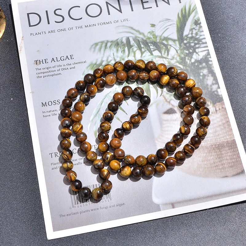 Ожерелье-чокер с бусинами из черного оникса тигровый глаз длинное ожерелье 8 мм