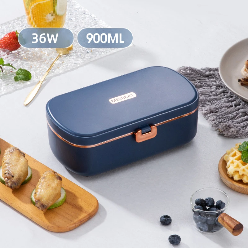 

900ml Electric Lunch Box Water Free Heating Bento Box Portable Rice Cooker Thermostatic Heating Food Warmer For Office 220V