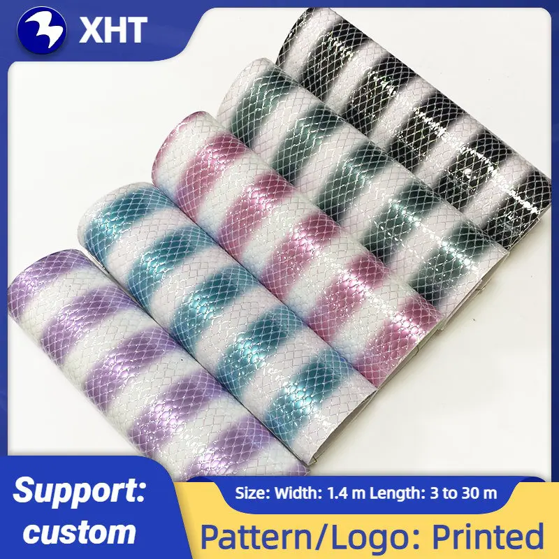 

30x135cm Diamond Net Design Stripe Pattern Printed PU Faux Leather Fabric Sheet Material for Shoe/Bag/Handbag/DIY Accessories
