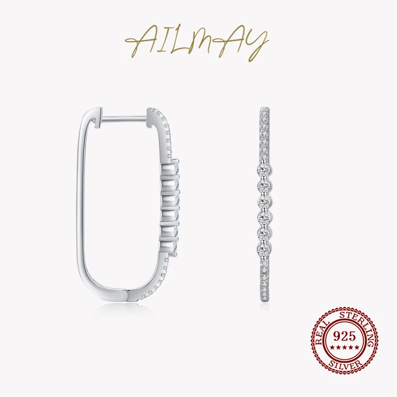 

Ailmay Fashion 925 Sterling Silver Dazzling Clear Zircon Bubble Hoop Earrings For Women Girls Silver Hypoallergenic Fine Jewelry