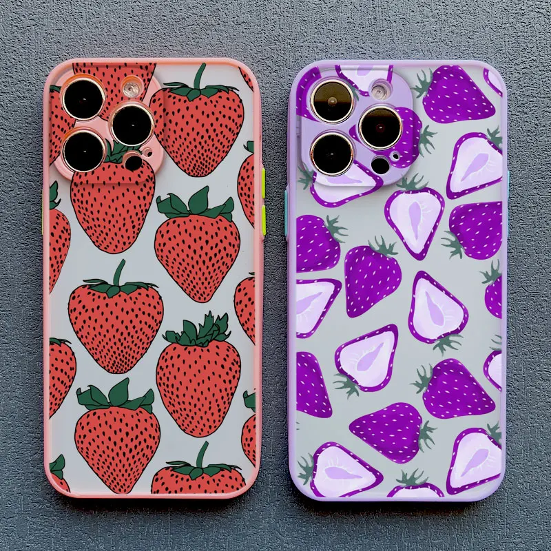 Color Fruits Banana Strawberry Phone Case For iPhone 14 13 11 12 Mini 15 16 Pus Pro Max X XS XR 7 8 Plus SE2 Shockproof Covers