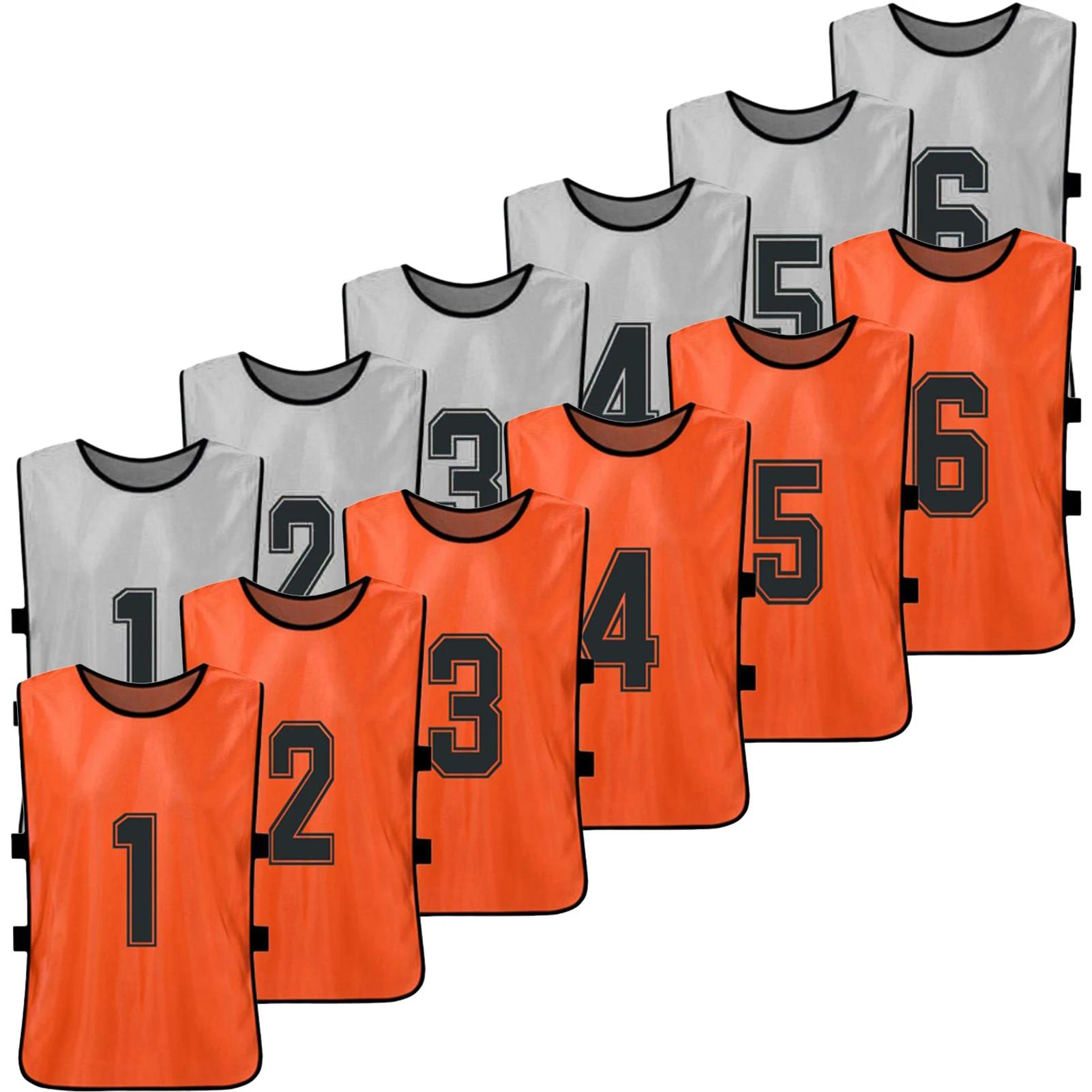 6/12 PCS เด็กฟุตบอล Pinnies เด็กฟุตบอลทีมเสื้อ Quick Drying หมายเลข Bibs ฝึกกีฬาเสื้อกั๊ก