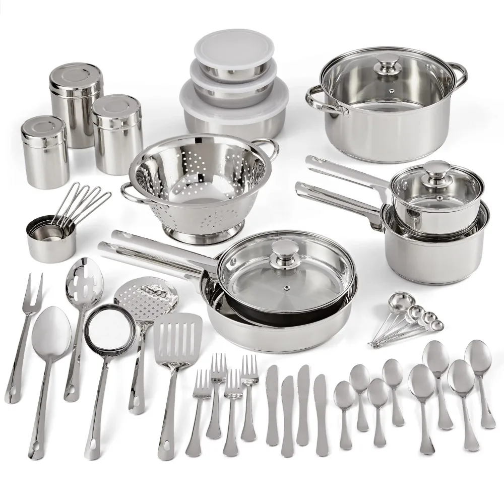 

Stainless Steel Cookware and Kitchen Combo Set Made From Durable Stainless Steel with A High Shine Finish