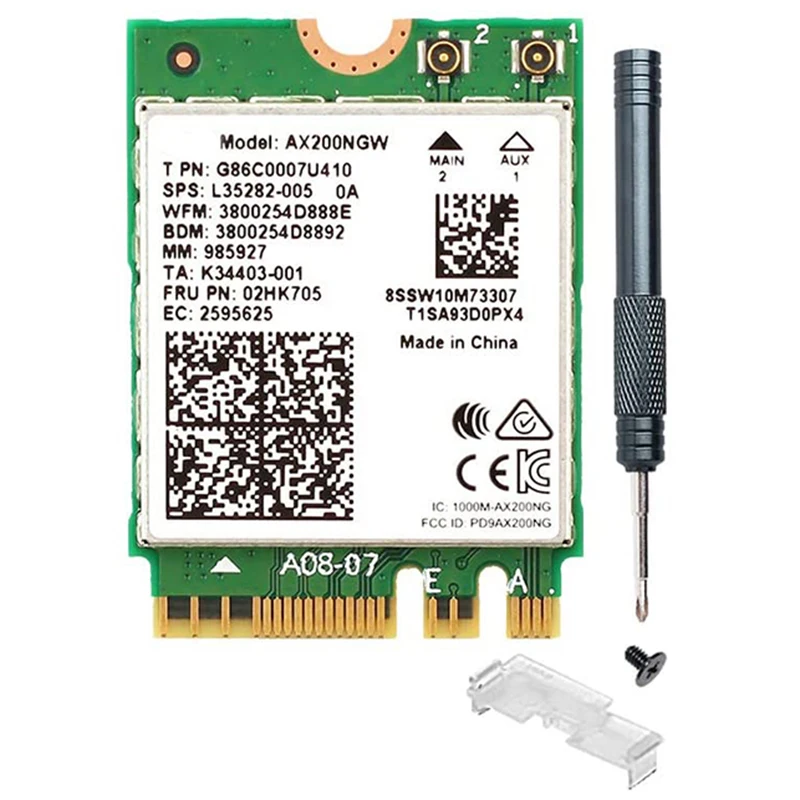 

AX200 Next-Gen Wi-Fi 6 Network Card M.2 NGFF Ax200Ngw 160MHz 802.11Ax/Ac 2.4Ghz 5Ghz BT 5.0 MU-MIMO 2X2 OFDMA WLAN Card