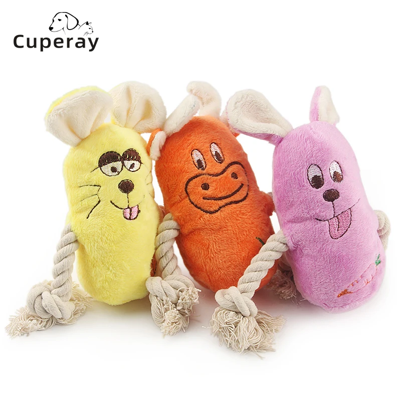 

Puppy Chew Soft Plush Mouse Toys Cute Animal Shape Rabbit Squeaky Sound Toys Molar Cleaning Teeth for Cats Dog Game Toy Supplies
