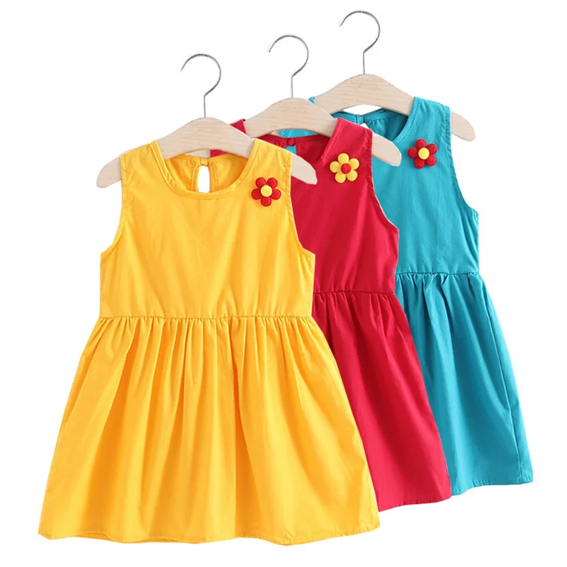 

Платье для девочек, летняя детская одежда, платье с цветочным принтом для девочек, хлопковое льняное простое платье без рукавов, тонкое Повседневное платье