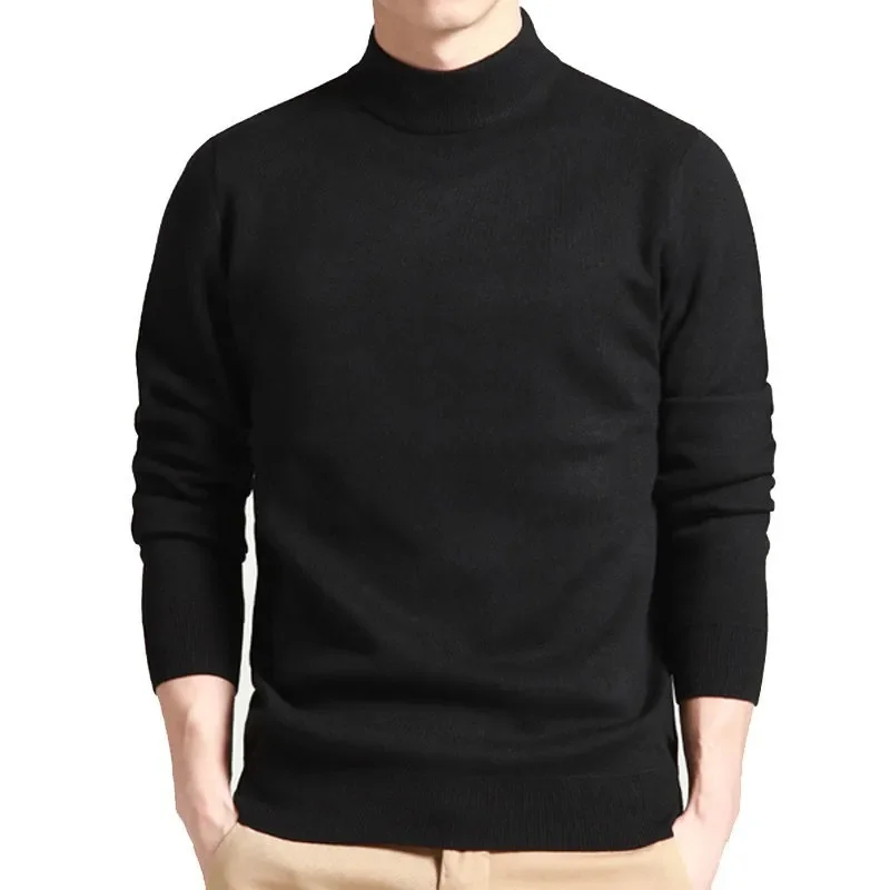 

Men Sweater Solid Pullovers Mock Neck Spring And Autumn Wear Thin Fashion Undershirt Size M to 4XL Good stretchability