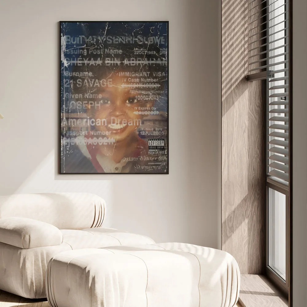 

Поп-рэп-музыка Обложка альбома Художник 21 Savage Плакат Эстетика Рэпер Хип-Хоп Рок Холст Искусство Домашняя комната Настенный декор