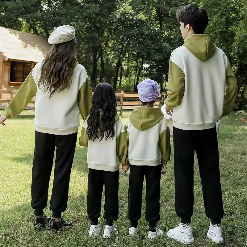Детские толстовки с капюшоном для семьи зимняя одежда мамы и дочки равная
