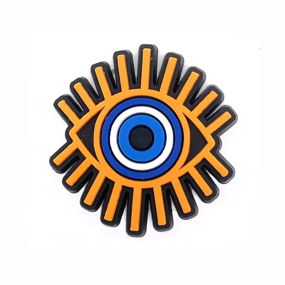 Cool  jibz 1pcs cartoon evil eye Shoe Charms DIY TShoe Aceessories Fit croc Sandals Decorate buckle Unisex kids Gifts