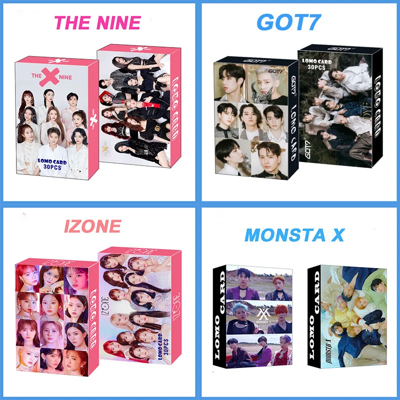 

30pcs/set Kpop GOT7 Monsta X IZONE THE NINE TREASURE Lomo Cards photocards HD Photo album K-pop cards