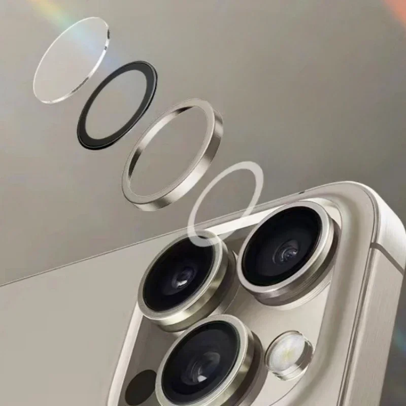 Фото Металлическая защита объектива для IPhone 16 Pro Max 15 Pro с локатором объектива, простая установка для IPhone 15 16 Pro Max, крышка объектива камеры №4