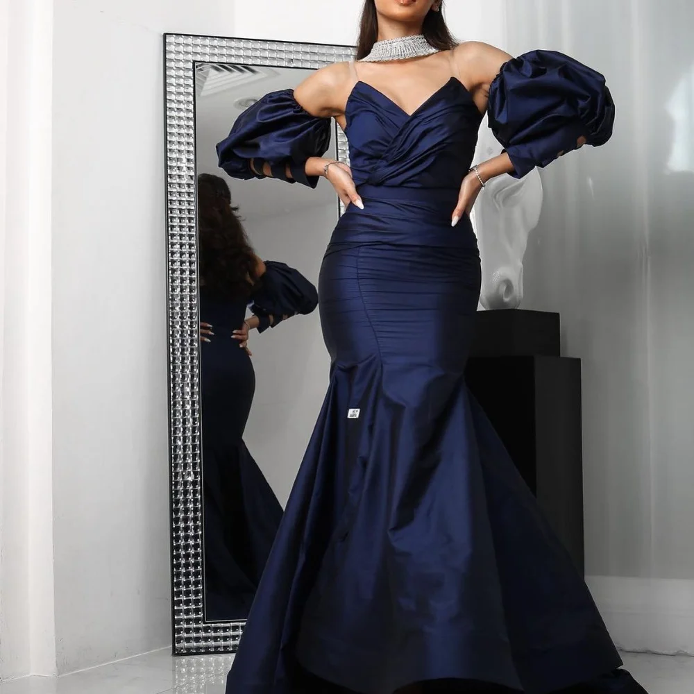 

Serendipity Evening Dress Formal Occasion Floor-Length Sweetheart Puff Sleeve High Split Mermaid Cocktail Prom Gown For Women