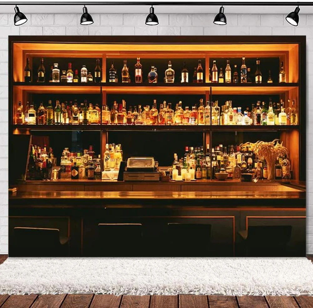 

Bar Photography Backdrops Whisky Wine Dinks Alcohol Cafe Restaurant Drink Shelf Photo Backgrounds Wall Paper Room Mural Props