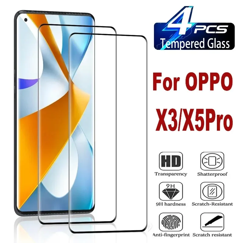 4 шт. 3D закаленное стекло для OPPO Find X3 X5 Pro изогнутое ультразвуковое Защитное экрана