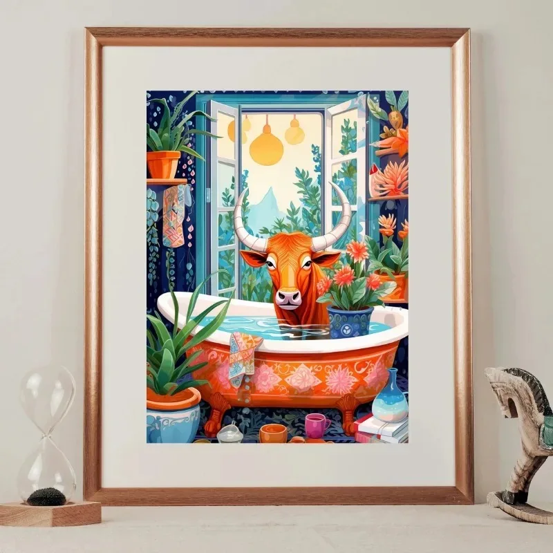 Туалетная тропическая ванная комната искусственная живопись забавная обезьяна