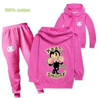 children bendying the ink machine kids hoody zipper jackets jogging pants 2pcs set baby girls clothing sets toddler boys outfits