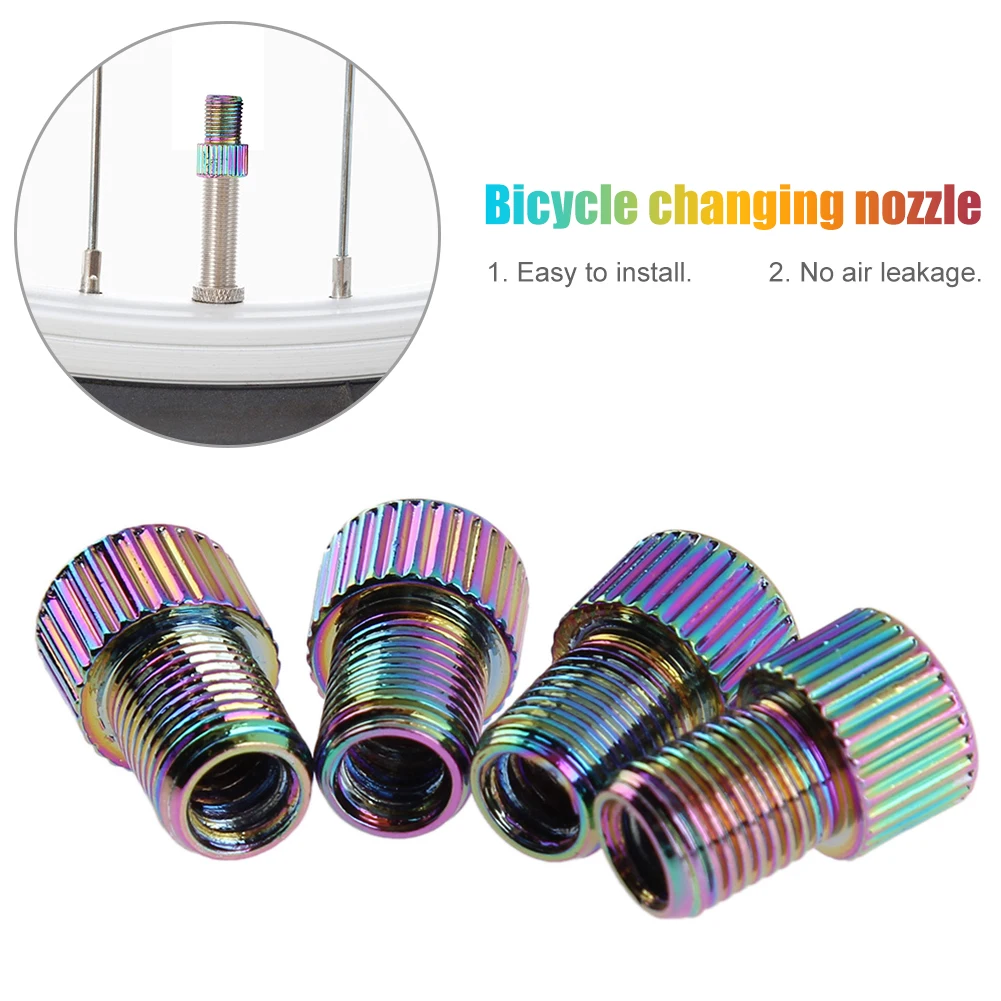 

4pcs Mountain Bike Pump Valve Adapter Aluminum Alloy MTB Bicycle Nozzle Replacement Presta to Schrader Valve Converter