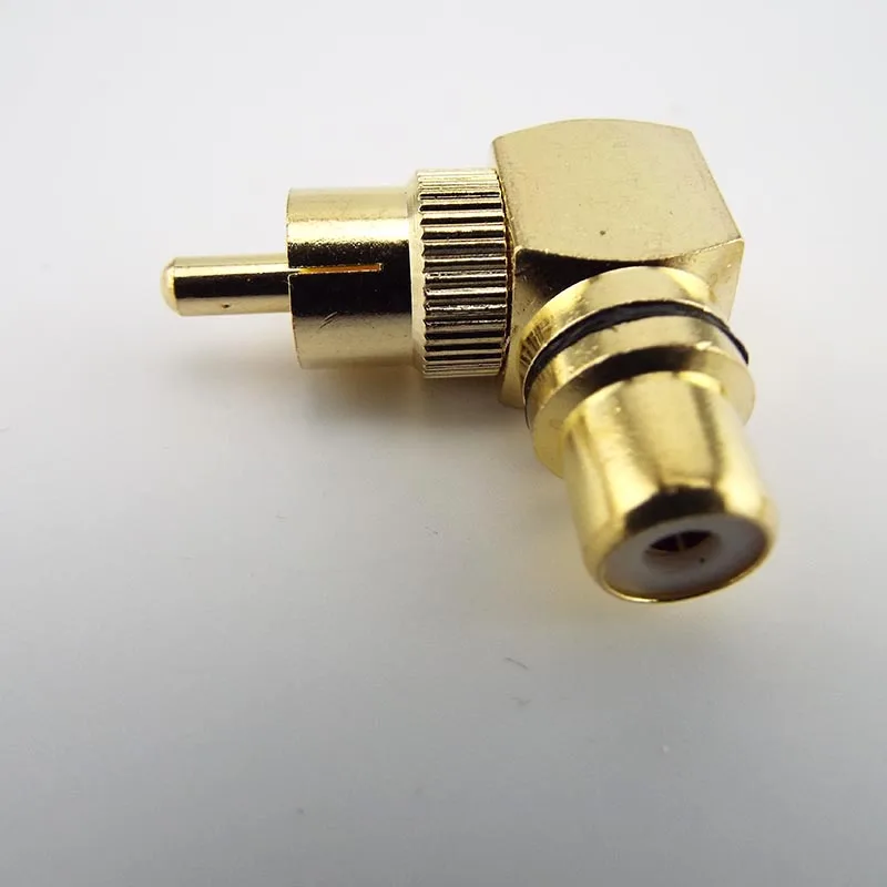4pcs RCA Right Angle Male To Female Connector 90 Degree Plug Adapters L type F to M Audio Connectors Brass Gold Plated - купить по