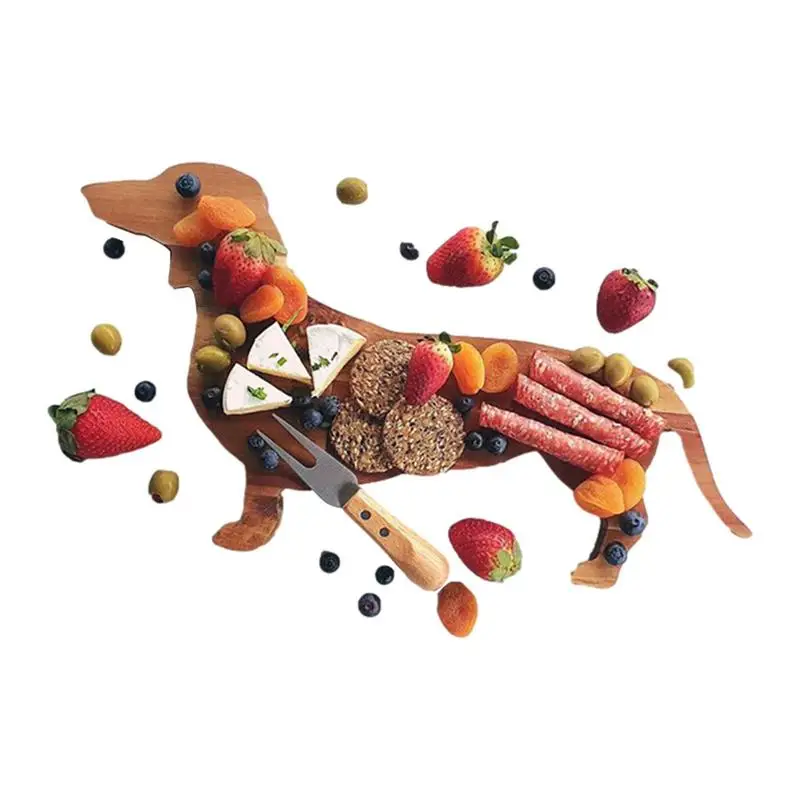 

Funny Dachshund Dog Shape Aperitif Board Novelty Cheese Board Unique Wood Tray Snack Drinks Serving Tray Charcuterie Party Tray